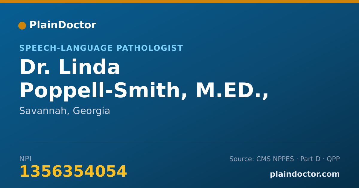 Shareable card for Linda Poppell-Smith, M.ED., CCC-SLP - Speech-Language Pathologist, Savannah, GA