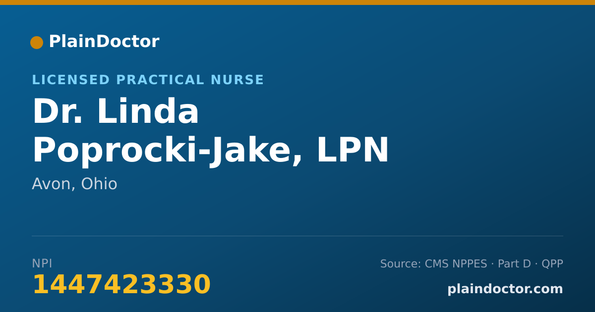 Shareable card for Linda Poprocki-Jake, LPN - Licensed Practical Nurse, Avon, OH