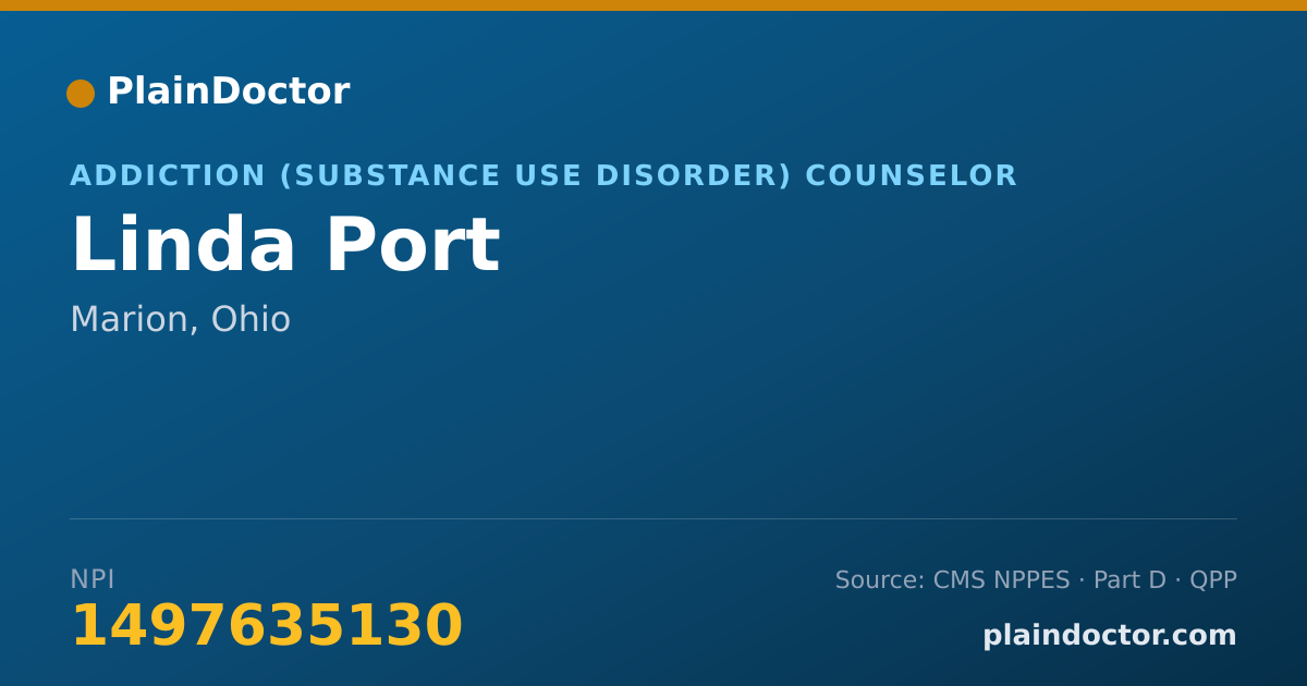 Shareable card for Linda Port - Addiction (Substance Use Disorder) Counselor, Marion, OH