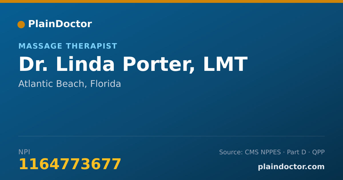 Shareable card for Linda Porter, LMT - Massage Therapist, Atlantic Beach, FL