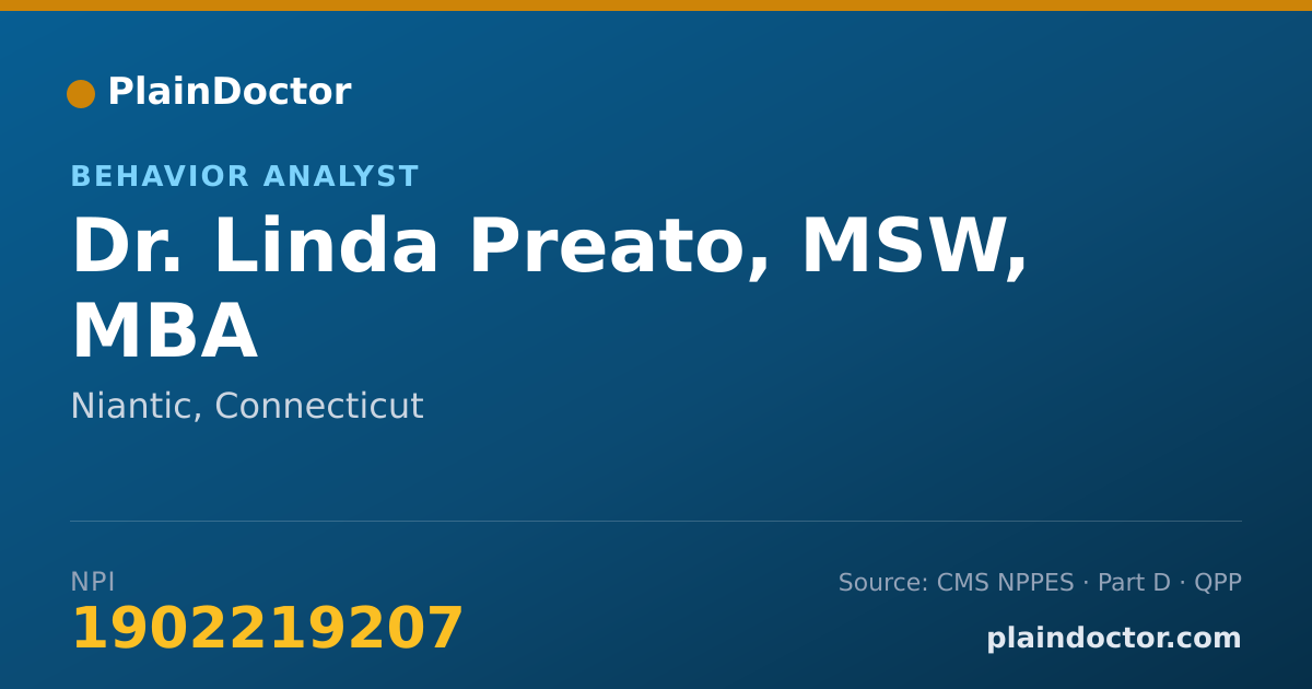 Shareable card for Linda Preato, MSW, MBA - Behavior Analyst, Niantic, CT