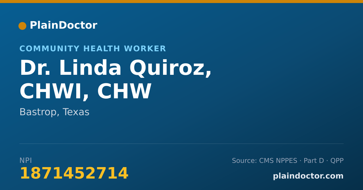 Shareable card for Linda Quiroz, CHWI, CHW - Community Health Worker, Bastrop, TX