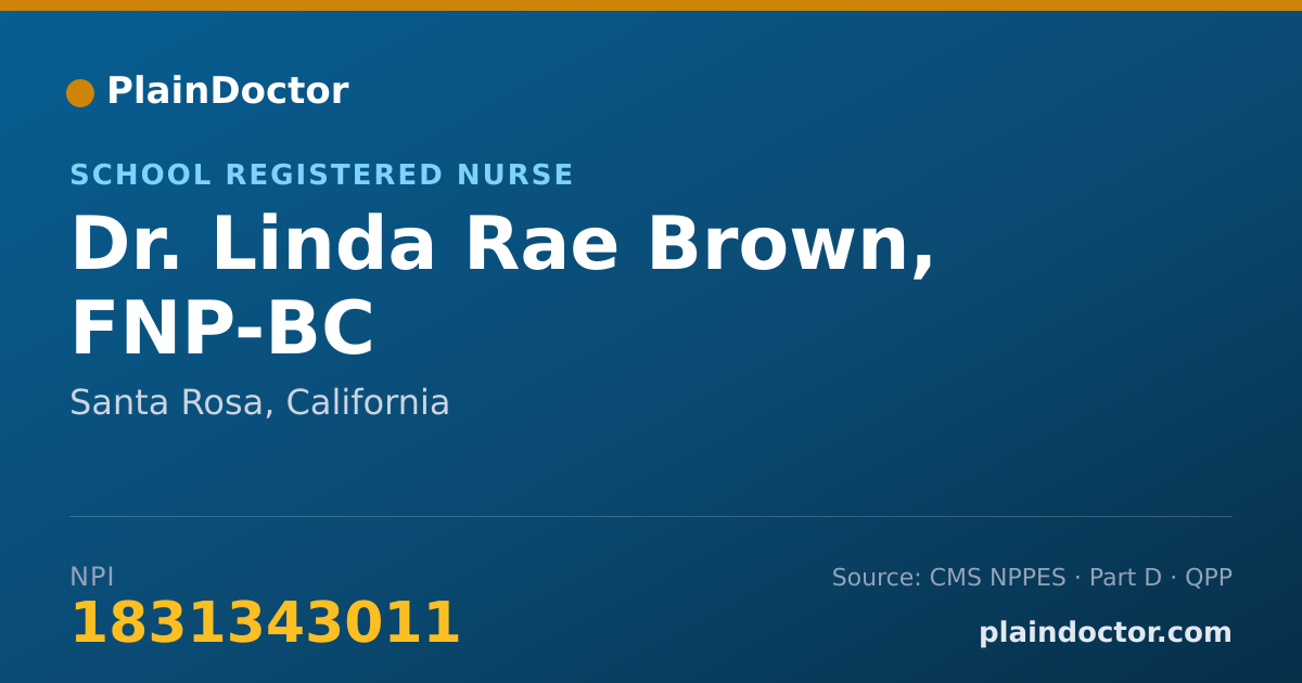 Shareable card for Linda Rae Brown, FNP-BC - School Registered Nurse, Santa Rosa, CA