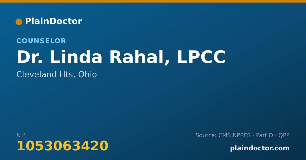 Shareable card for Linda Rahal, LPCC - Counselor, Cleveland Hts, OH