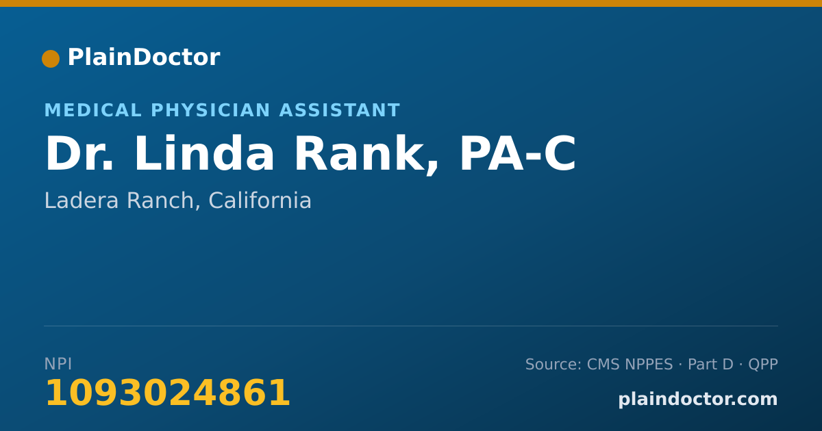 Shareable card for Linda Rank, PA-C - Medical Physician Assistant, Ladera Ranch, CA