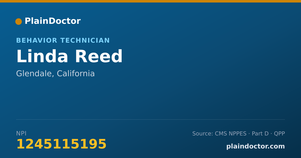 Shareable card for Linda Reed - Behavior Technician, Glendale, CA