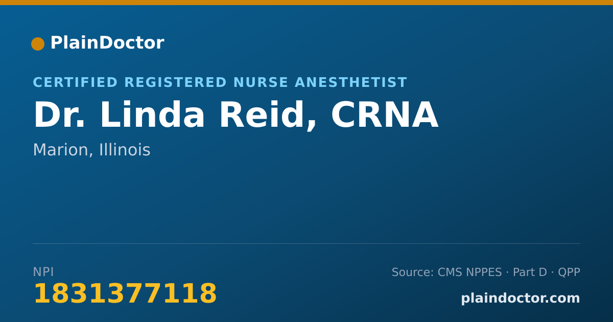 Shareable card for Linda Reid, CRNA - Certified Registered Nurse Anesthetist, Marion, IL