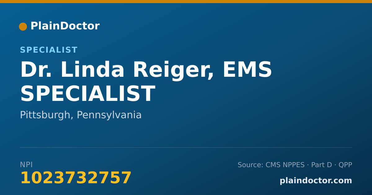 Shareable card for Linda Reiger, EMS SPECIALIST - Specialist, Pittsburgh, PA