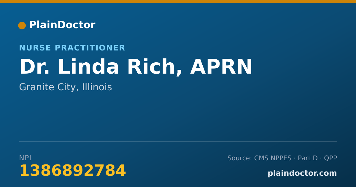 Shareable card for Linda Rich, APRN - Nurse Practitioner, Granite City, IL