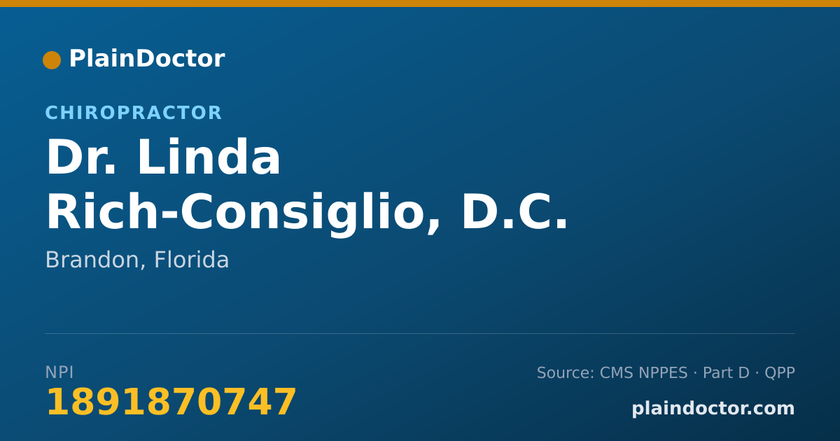 Shareable card for Linda Rich-Consiglio, D.C. - Chiropractor, Brandon, FL