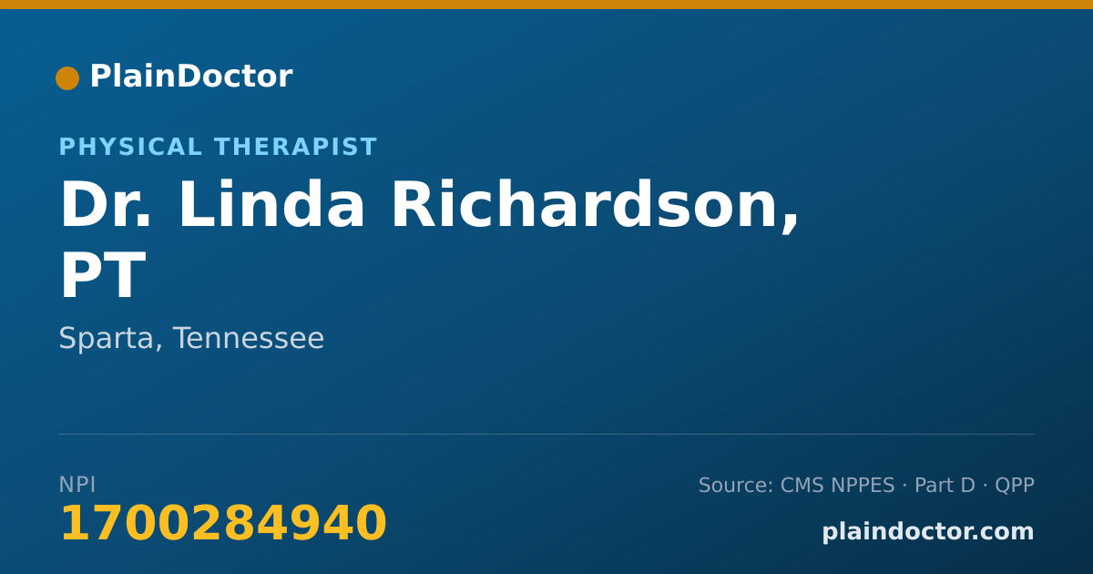 Shareable card for Linda Richardson, PT - Physical Therapist, Sparta, TN