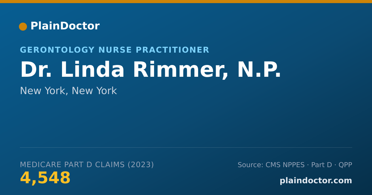 Shareable card for Linda Rimmer, N.P. - Gerontology Nurse Practitioner, New York, NY
