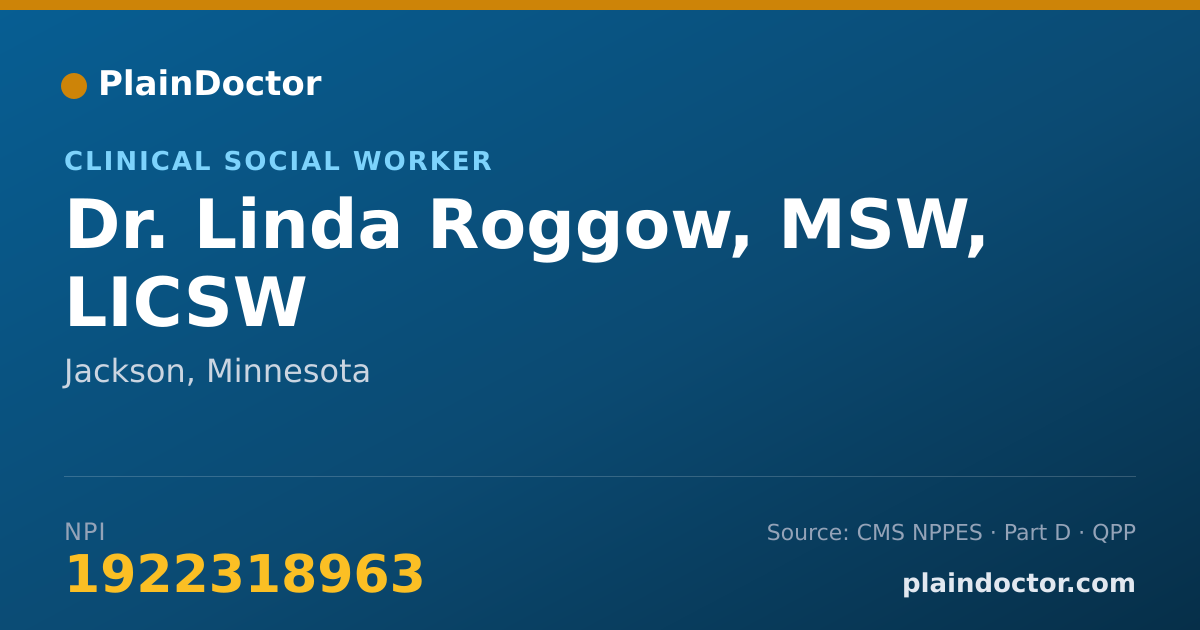 Shareable card for Linda Roggow, MSW, LICSW - Clinical Social Worker, Jackson, MN
