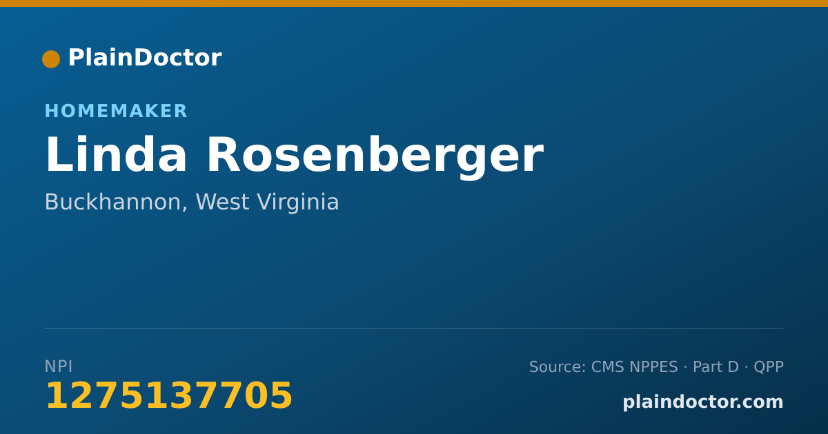 Shareable card for Linda Rosenberger - Homemaker, Buckhannon, WV