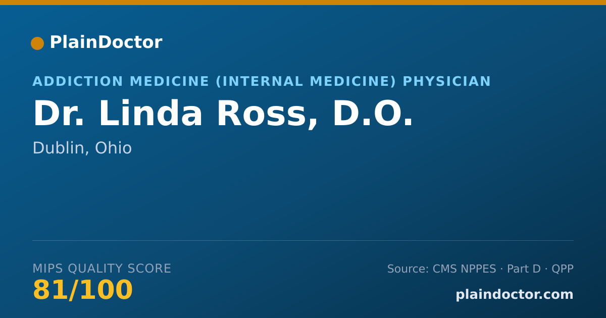 Shareable card for Linda Ross, D.O. - Addiction Medicine (Internal Medicine) Physician, Dublin, OH