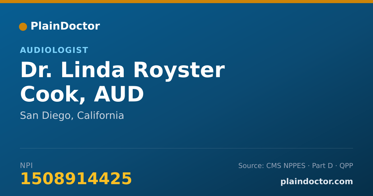 Shareable card for Linda Royster Cook, AUD - Audiologist, San Diego, CA