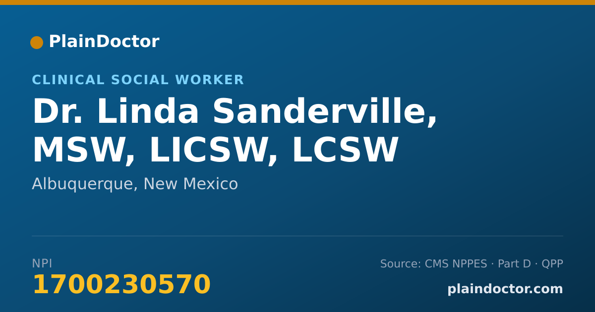 Shareable card for Linda Sanderville, MSW, LICSW, LCSW - Clinical Social Worker, Albuquerque, NM