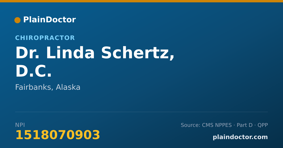 Shareable card for Linda Schertz, D.C. - Chiropractor, Fairbanks, AK