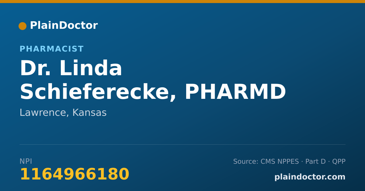 Shareable card for Linda Schieferecke, PHARMD - Pharmacist, Lawrence, KS