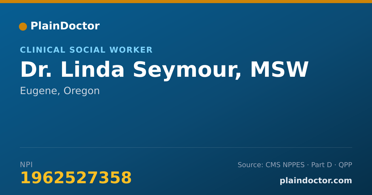 Shareable card for Linda Seymour, MSW - Clinical Social Worker, Eugene, OR