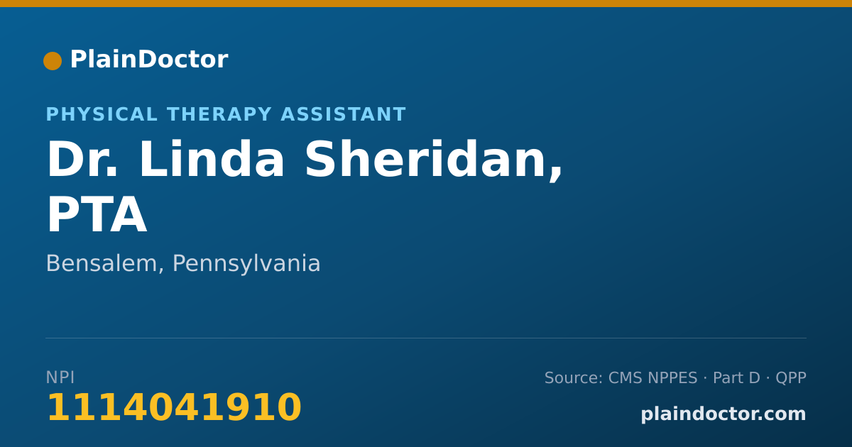 Shareable card for Linda Sheridan, PTA - Physical Therapy Assistant, Bensalem, PA