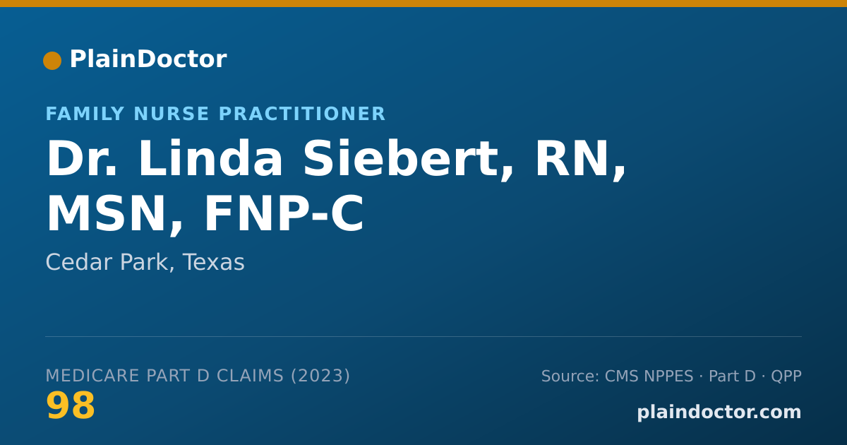 Shareable card for Linda Siebert, RN, MSN, FNP-C - Family Nurse Practitioner, Cedar Park, TX