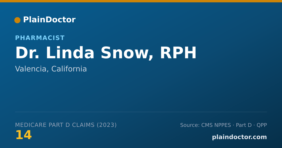 Shareable card for Linda Snow, RPH - Pharmacist, Valencia, CA