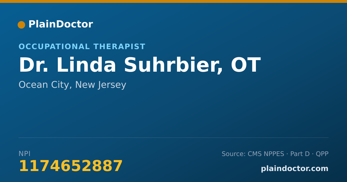 Shareable card for Linda Suhrbier, OT - Occupational Therapist, Ocean City, NJ