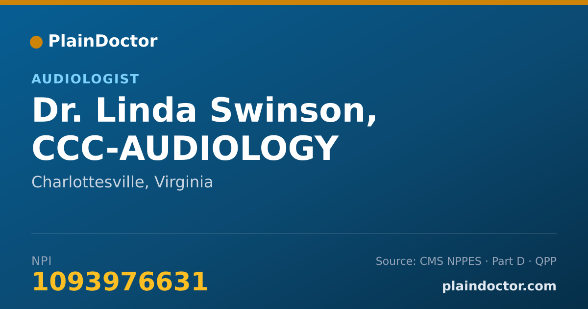 Shareable card for Linda Swinson, CCC-AUDIOLOGY - Audiologist, Charlottesville, VA