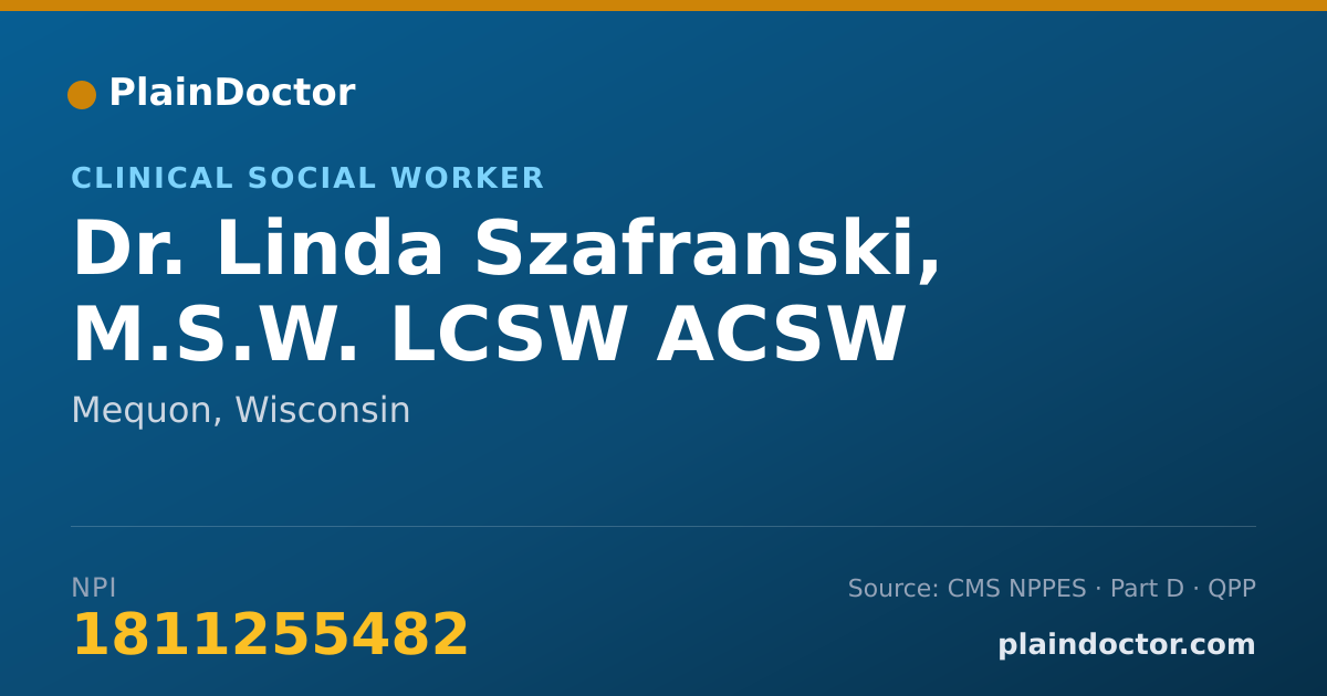 Shareable card for Linda Szafranski, M.S.W. LCSW ACSW - Clinical Social Worker, Mequon, WI