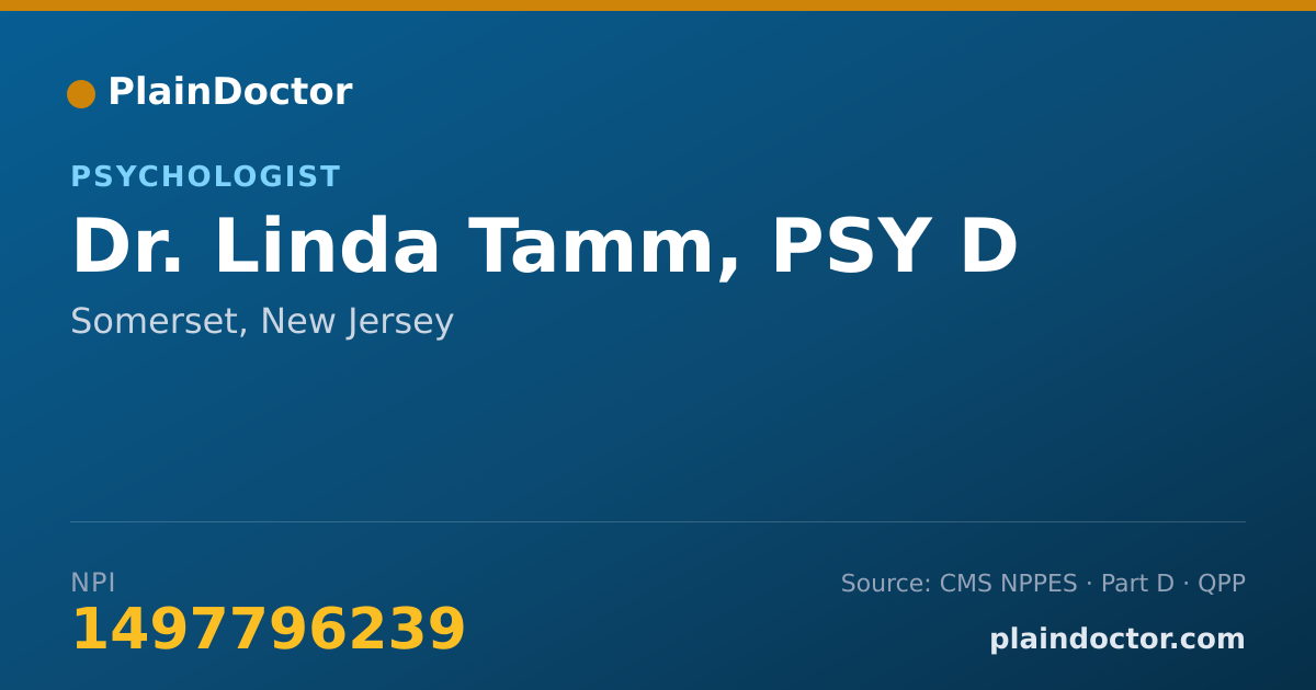 Shareable card for Linda Tamm, PSY D - Psychologist, Somerset, NJ