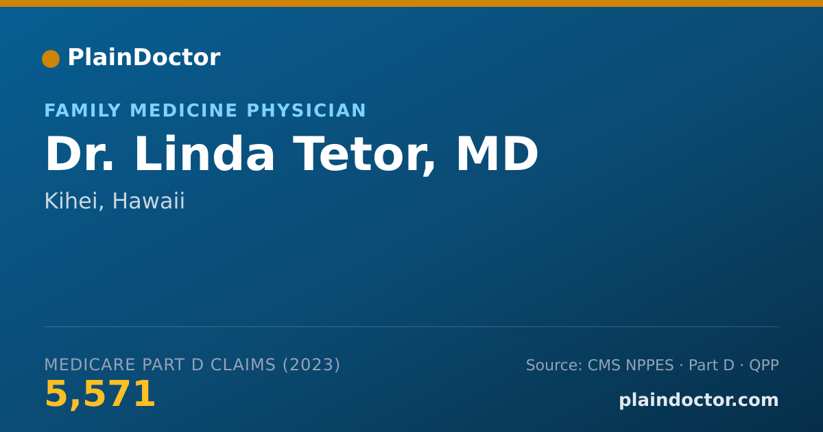 Shareable card for Linda Tetor, MD - Family Medicine Physician, Kihei, HI
