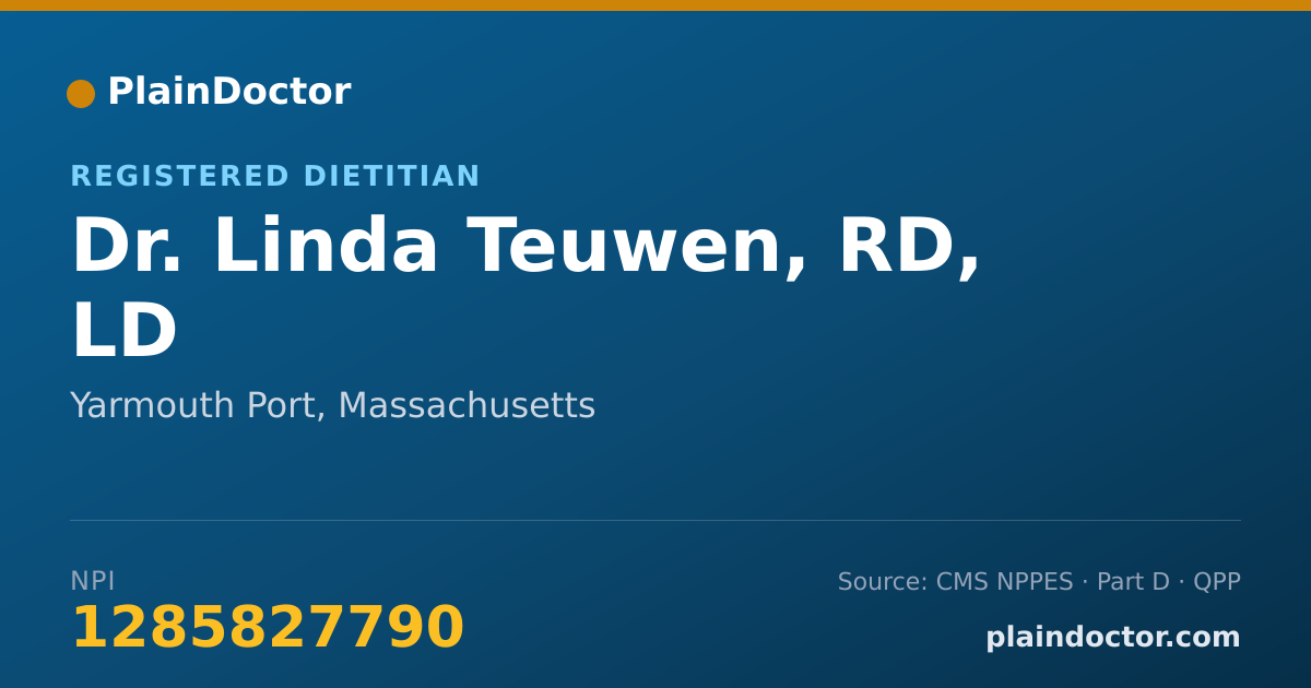 Shareable card for Linda Teuwen, RD, LD - Registered Dietitian, Yarmouth Port, MA