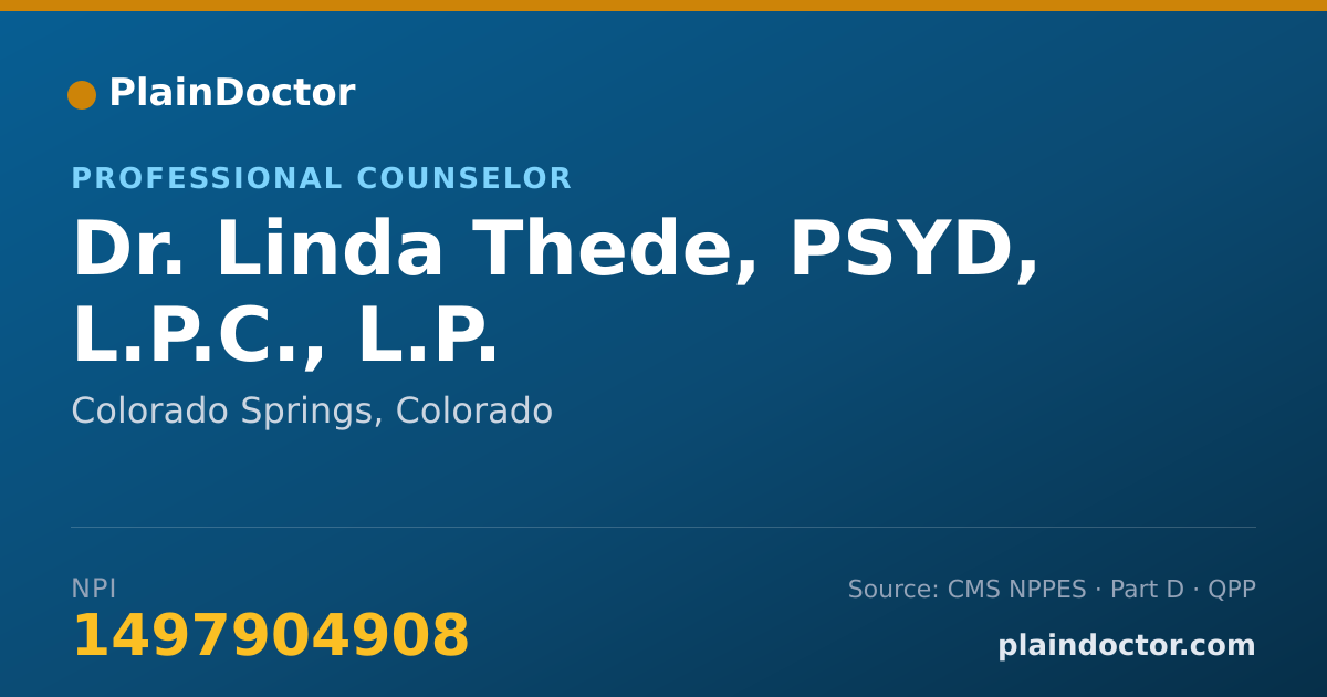 Shareable card for Linda Thede, PSYD, L.P.C., L.P. - Professional Counselor, Colorado Springs, CO
