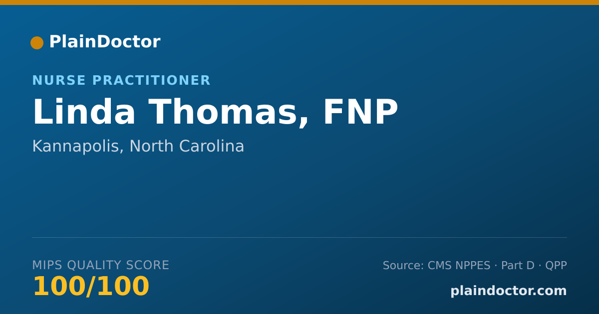 Shareable card for Linda Thomas, FNP - Nurse Practitioner, Kannapolis, NC