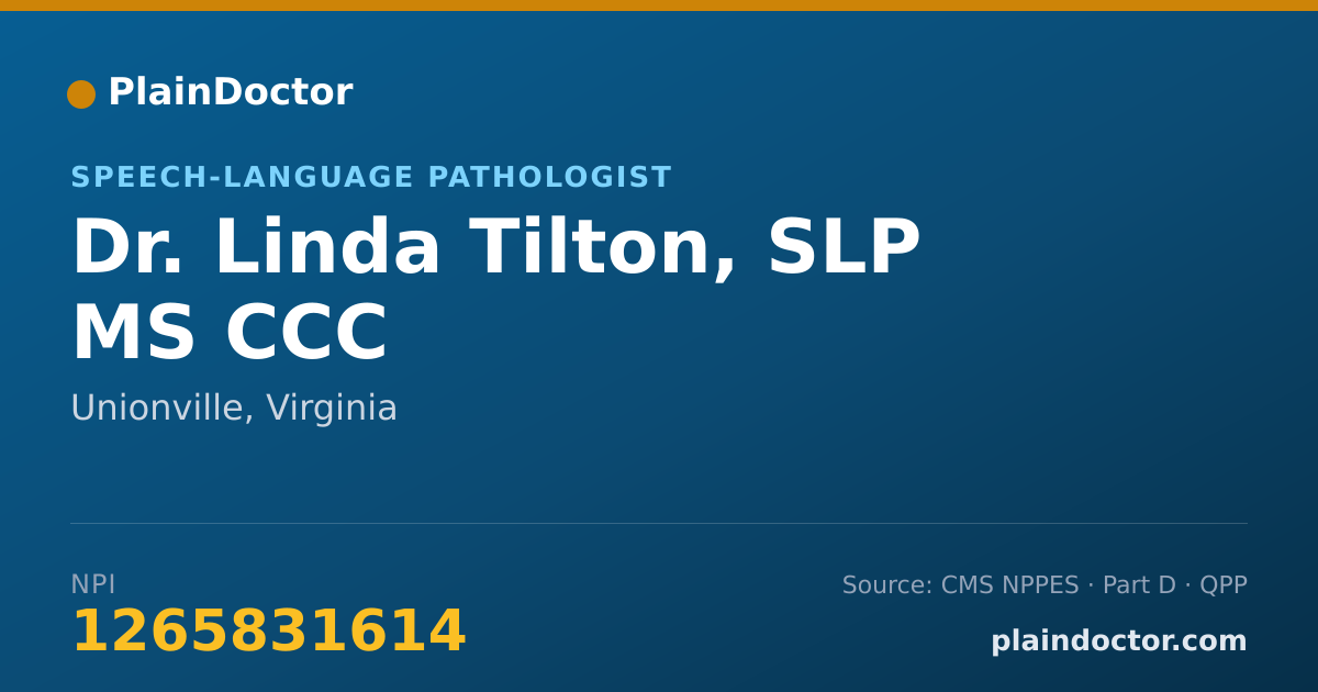 Shareable card for Linda Tilton, SLP MS CCC - Speech-Language Pathologist, Unionville, VA
