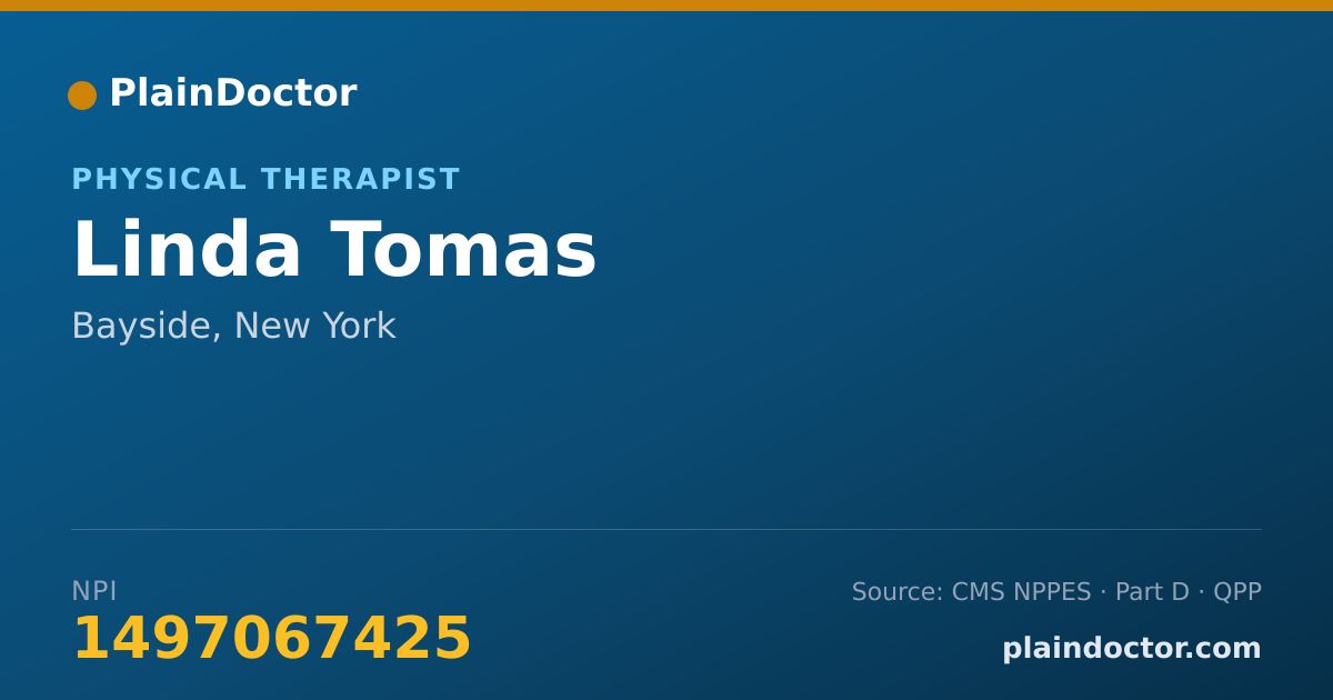 Shareable card for Linda Tomas - Physical Therapist, Bayside, NY