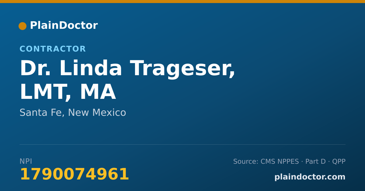 Shareable card for Linda Trageser, LMT, MA - Contractor, Santa Fe, NM