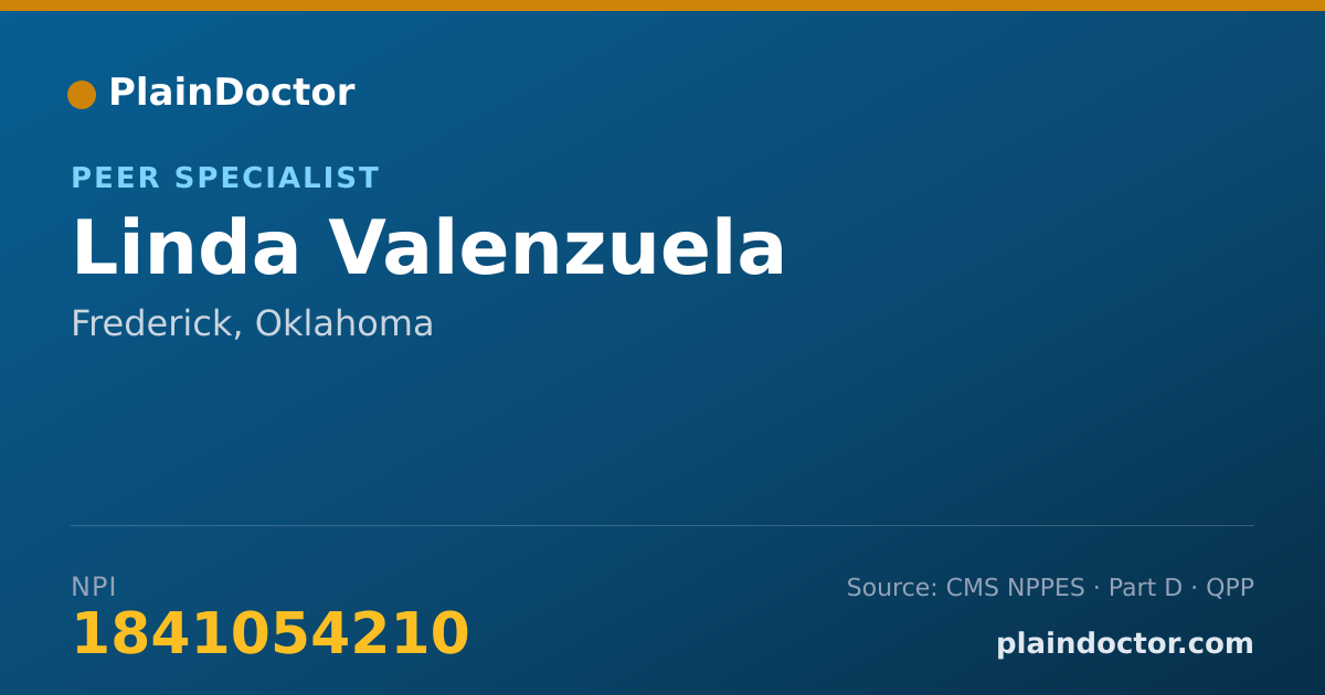 Shareable card for Linda Valenzuela - Peer Specialist, Frederick, OK