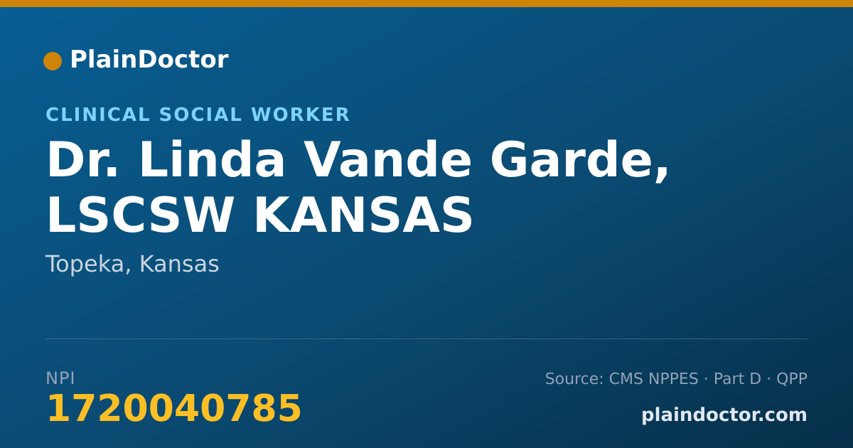 Shareable card for Linda Vande Garde, LSCSW KANSAS - Clinical Social Worker, Topeka, KS