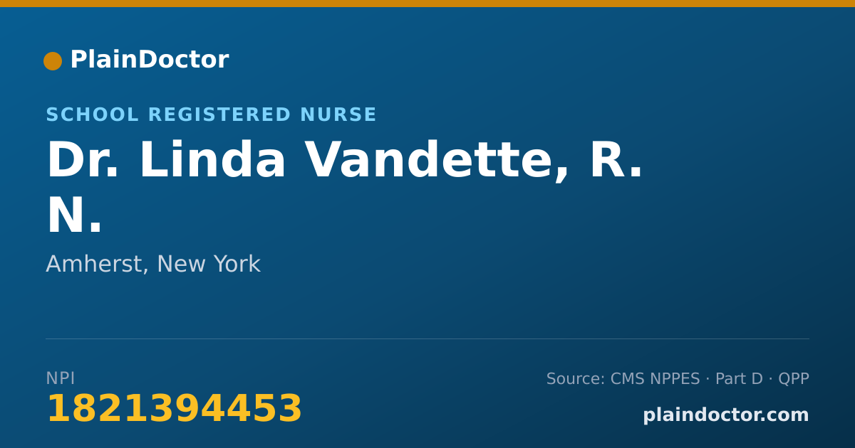 Shareable card for Linda Vandette, R. N. - School Registered Nurse, Amherst, NY