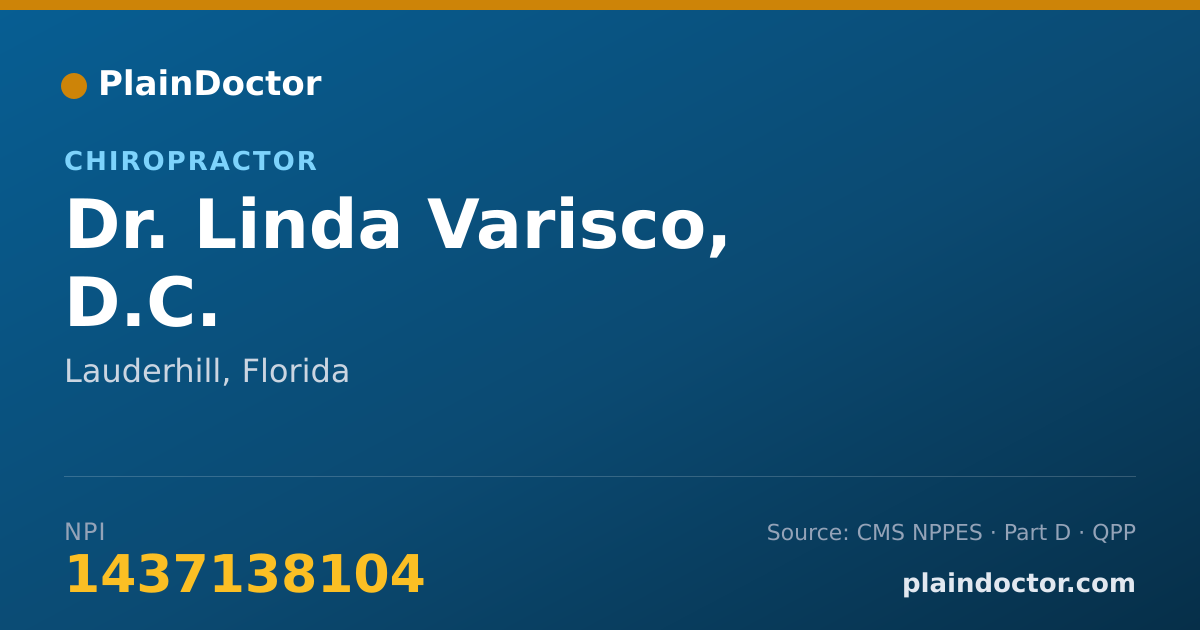 Shareable card for Linda Varisco, D.C. - Chiropractor, Lauderhill, FL
