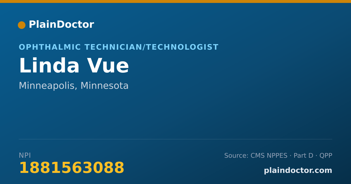 Shareable card for Linda Vue - Ophthalmic Technician/Technologist, Minneapolis, MN