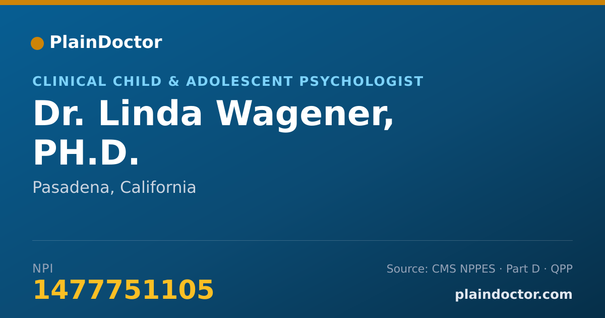 Shareable card for Linda Wagener, PH.D. - Clinical Child & Adolescent Psychologist, Pasadena, CA