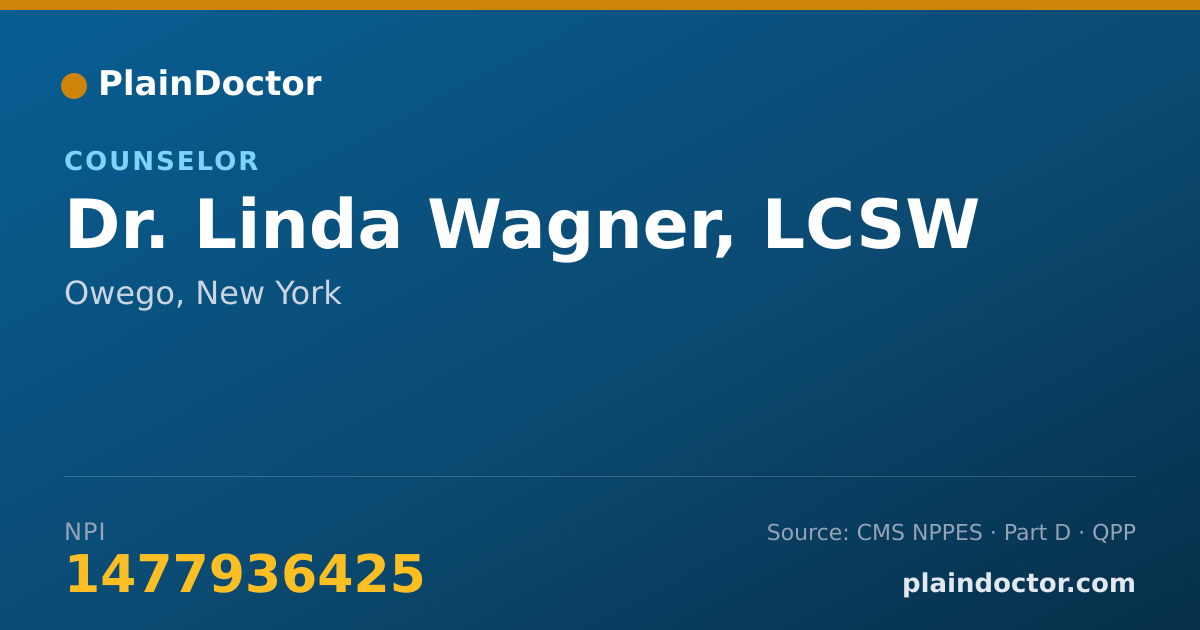 Shareable card for Linda Wagner, LCSW - Counselor, Owego, NY