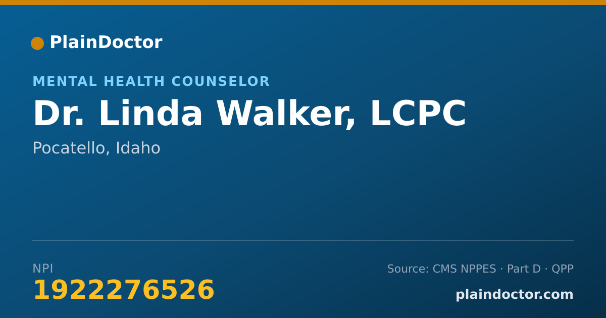 Shareable card for Linda Walker, LCPC - Mental Health Counselor, Pocatello, ID