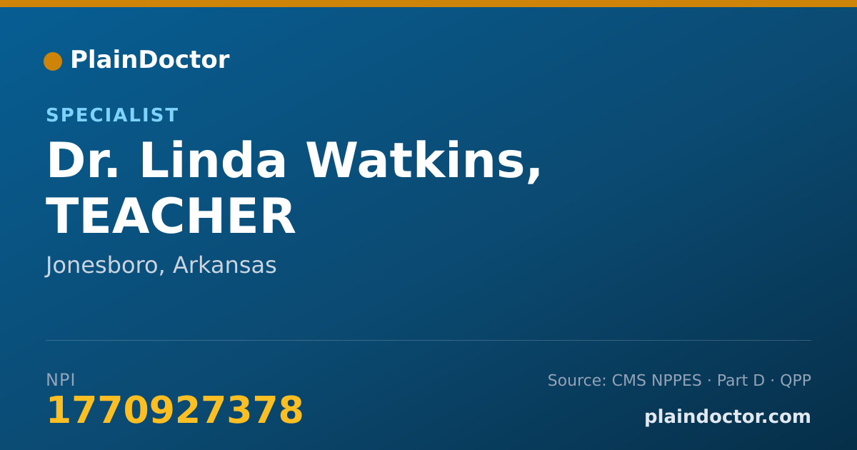Shareable card for Linda Watkins, TEACHER - Specialist, Jonesboro, AR