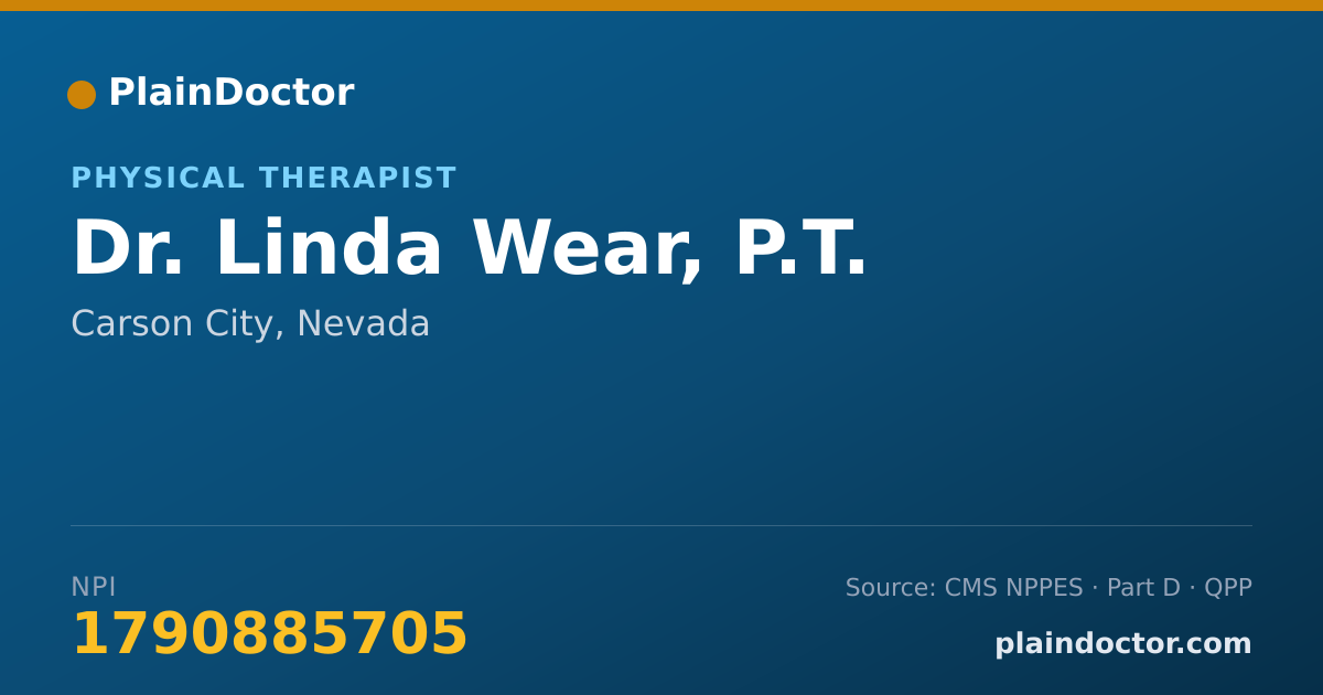 Shareable card for Linda Wear, P.T. - Physical Therapist, Carson City, NV