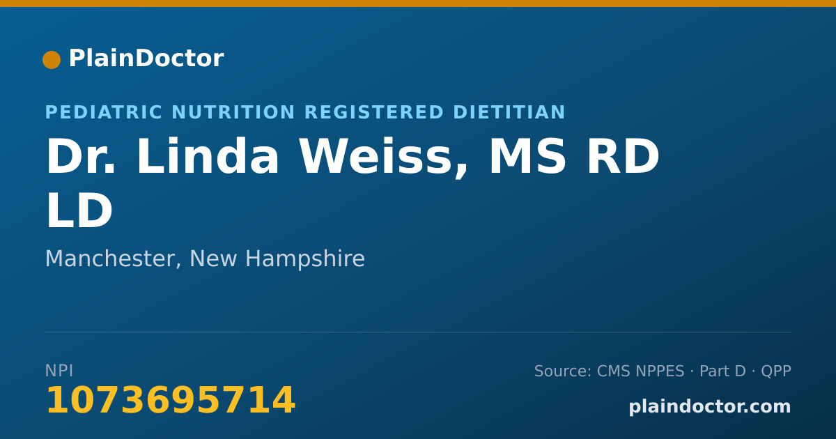 Shareable card for Linda Weiss, MS RD LD - Pediatric Nutrition Registered Dietitian, Manchester, NH