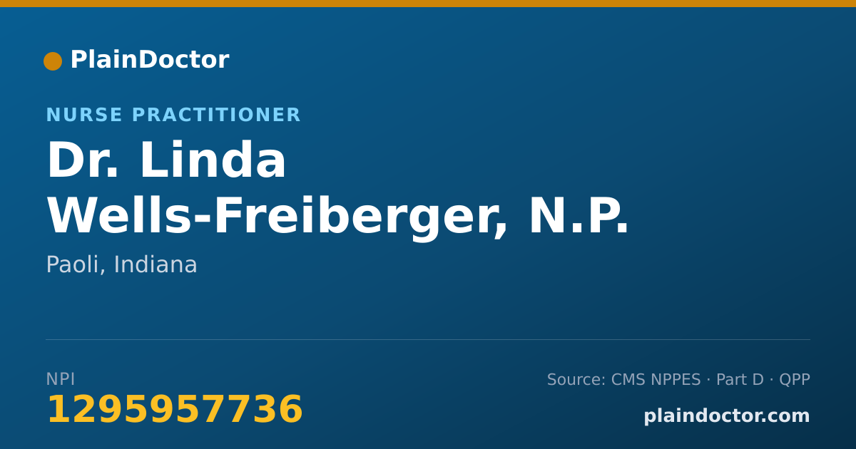 Shareable card for Linda Wells-Freiberger, N.P. - Nurse Practitioner, Paoli, IN